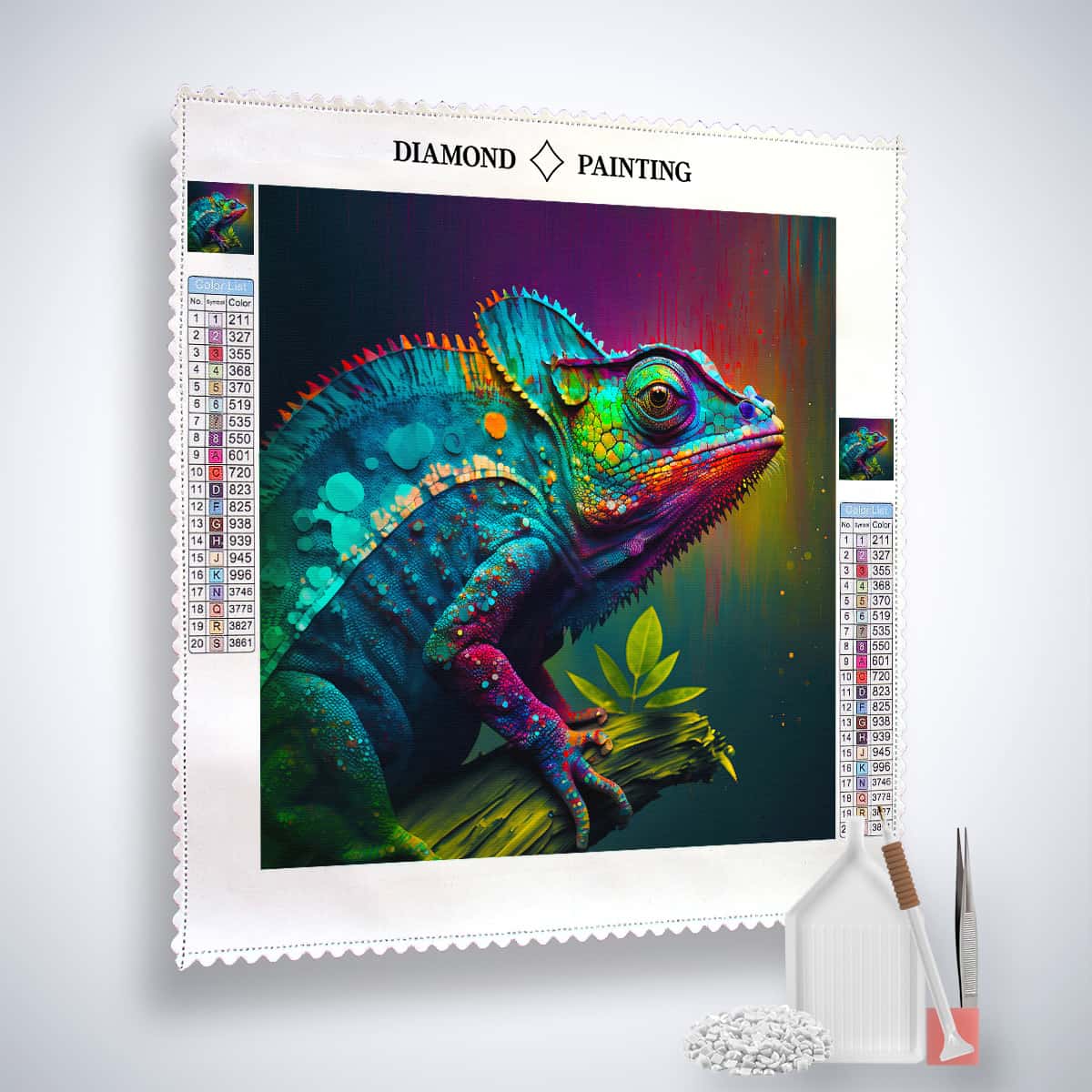 AB Diamond Painting - Prachtvolles Chamäleon - gedruckt in Ultra-HD - AB Diamond, Chamäleon, Neu eingetroffen, Quadratisch, Tiere