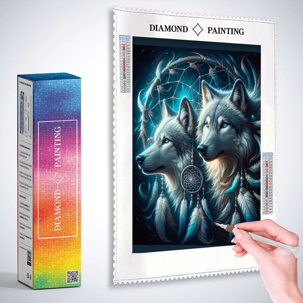 Diamond Painting - Wölfe, Traumfänger