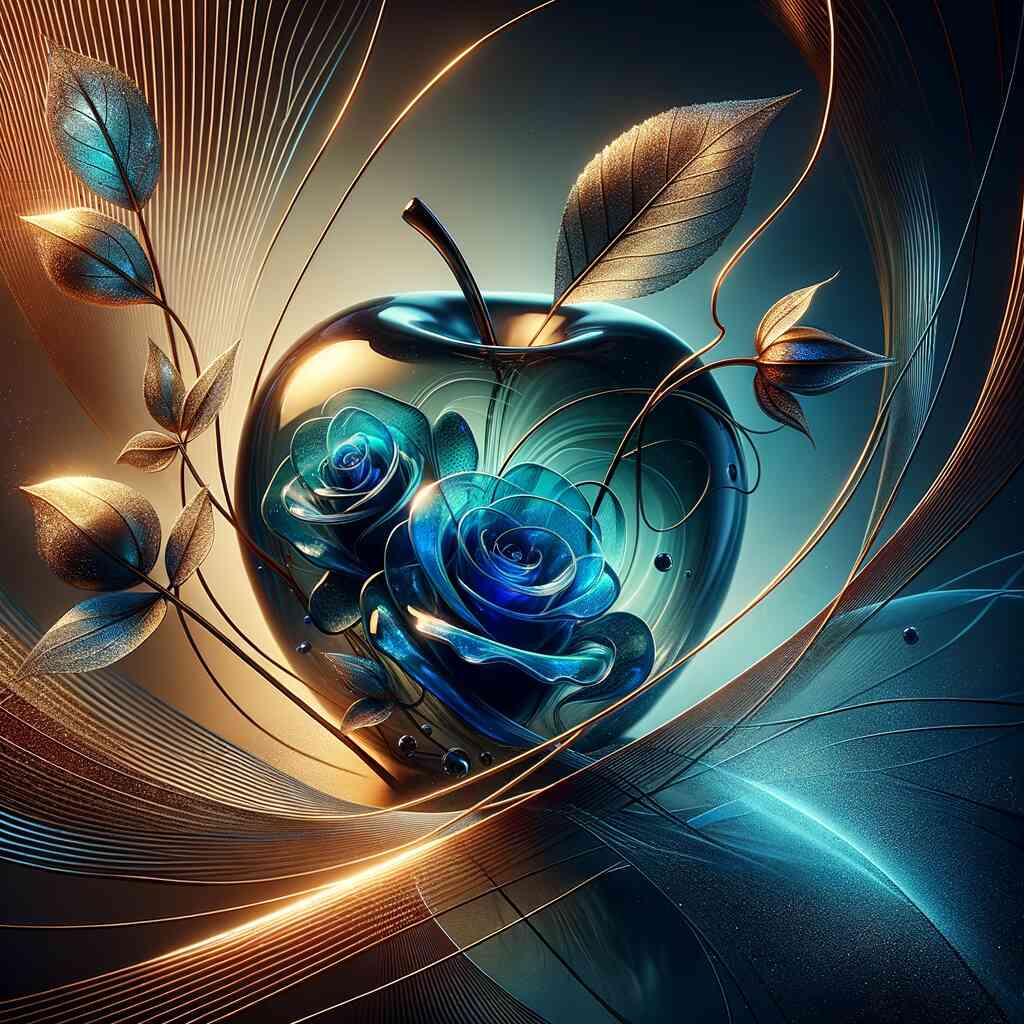 Diamond Painting - Glas Apfel blaue Rosen