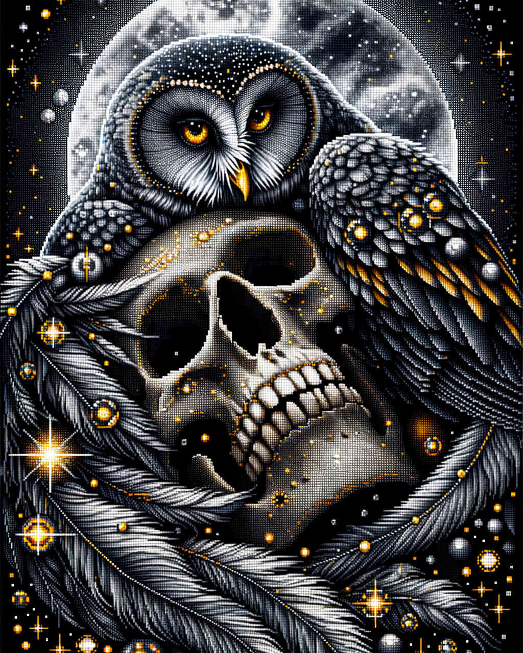 Diamond Painting - Totenkopf mit Eule