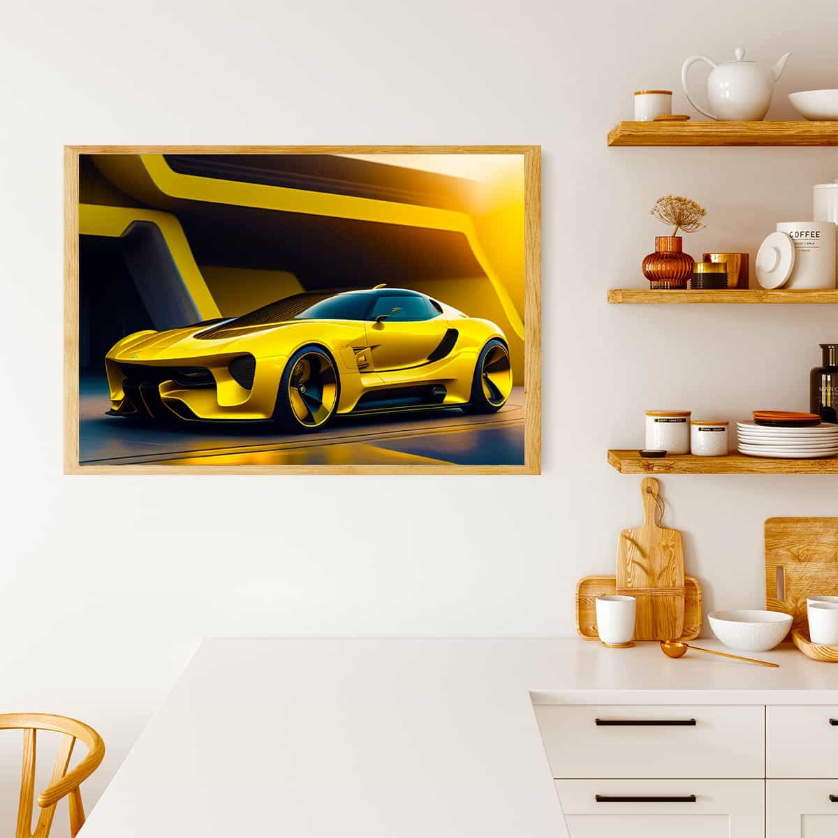Diamond Painting - Gelber Sportwagen - gedruckt in Ultra-HD - Auto, Horizontal