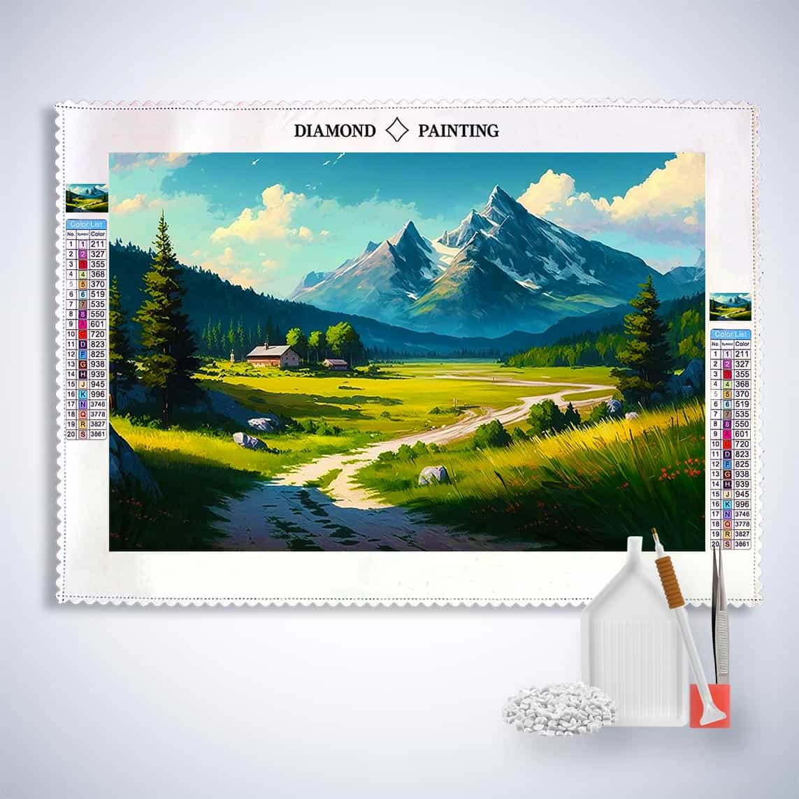 Diamond Painting - Wanderweg auf den Berg - gedruckt in Ultra-HD - Berge, Horizontal, Landschaft