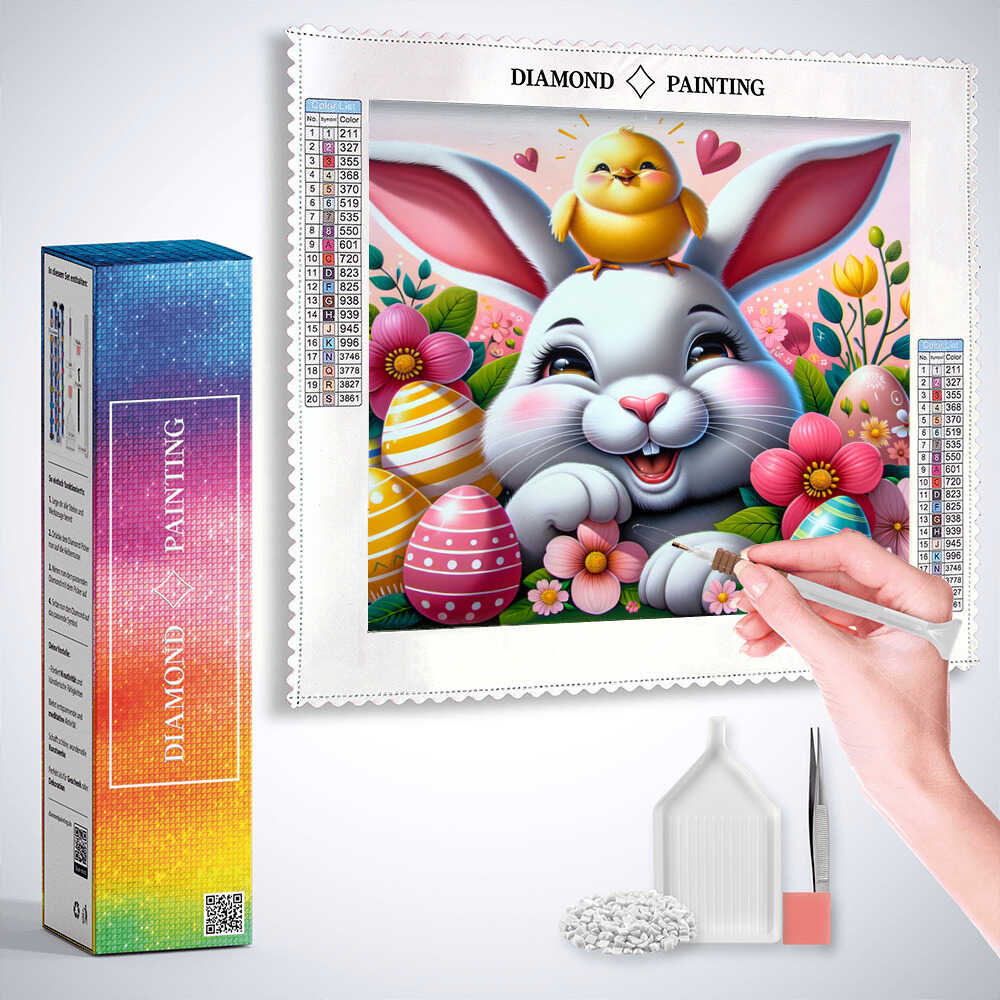 Diamond Painting - Osterhase mit Küken