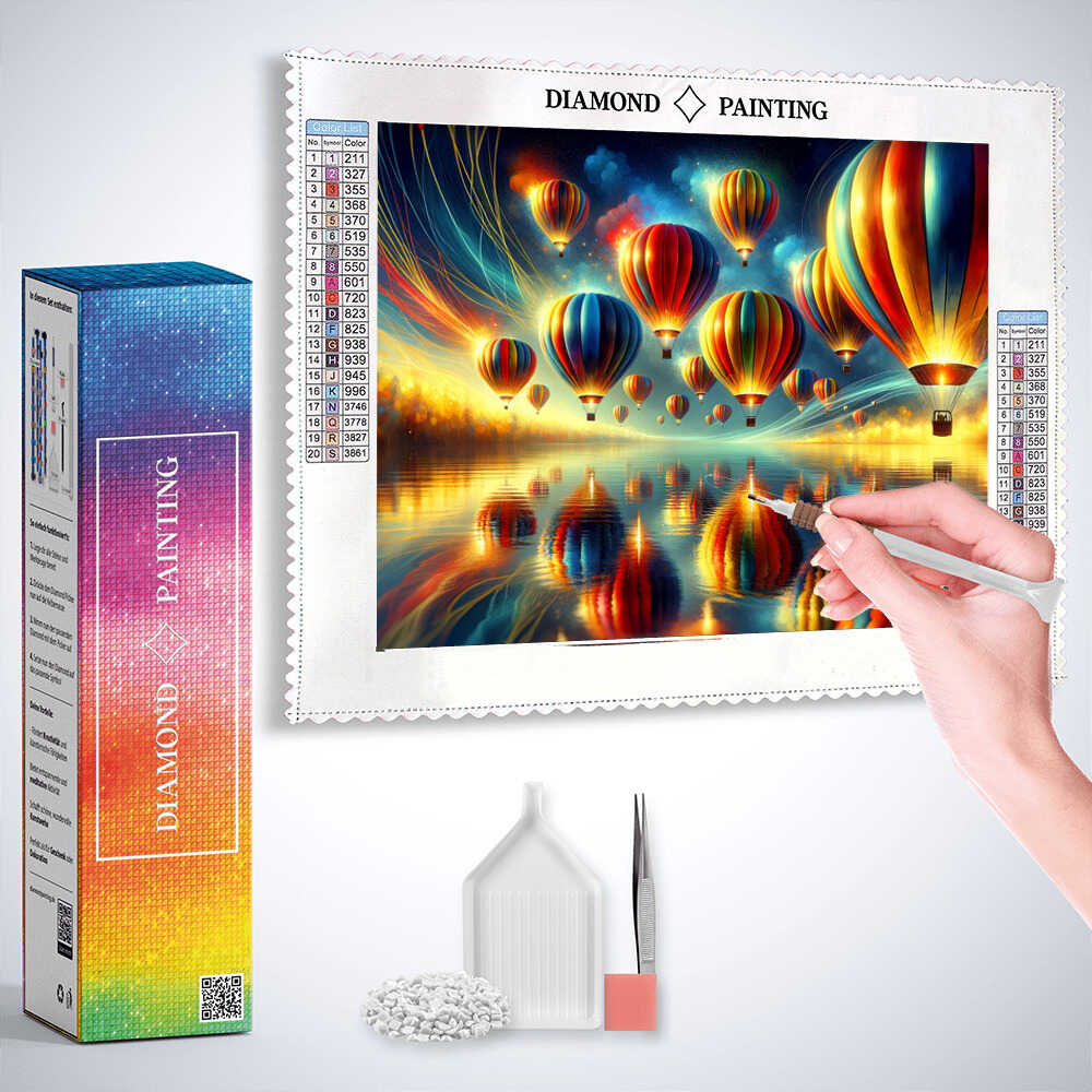 Diamond Painting - Heißluftballon Spiegelbild See