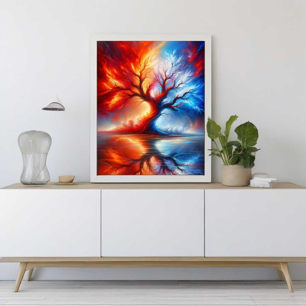 Diamond Painting - Jahreszeiten Baum, Rottöne