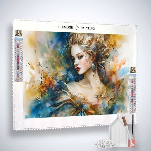 AB Diamond Painting - Abstrakte Frau im Kleid - gedruckt in Ultra-HD - AB Diamond, Horizontal, Menschen, Neu eingetroffen