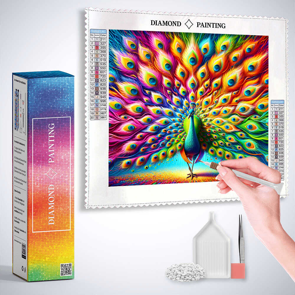 Diamond Painting - Farbexplosion des Pfauenstolzes