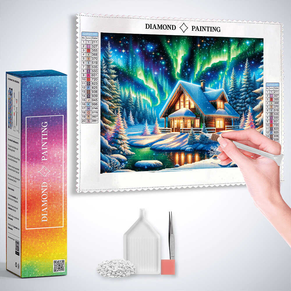 Diamond Painting - Winterhaus Polarlicht