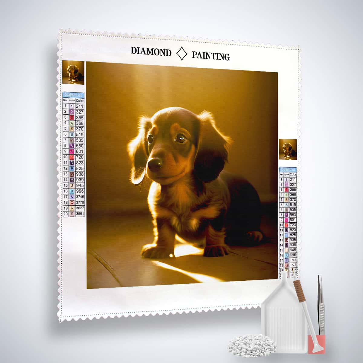 AB Diamond Painting - Dackel im Sonnenschein - gedruckt in Ultra-HD - AB Diamond, Dackel, Hund, Neu eingetroffen, Quadratisch, Tiere