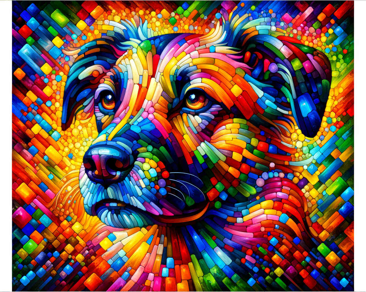 Diamond Painting - Hund, bunt und abstrakt
