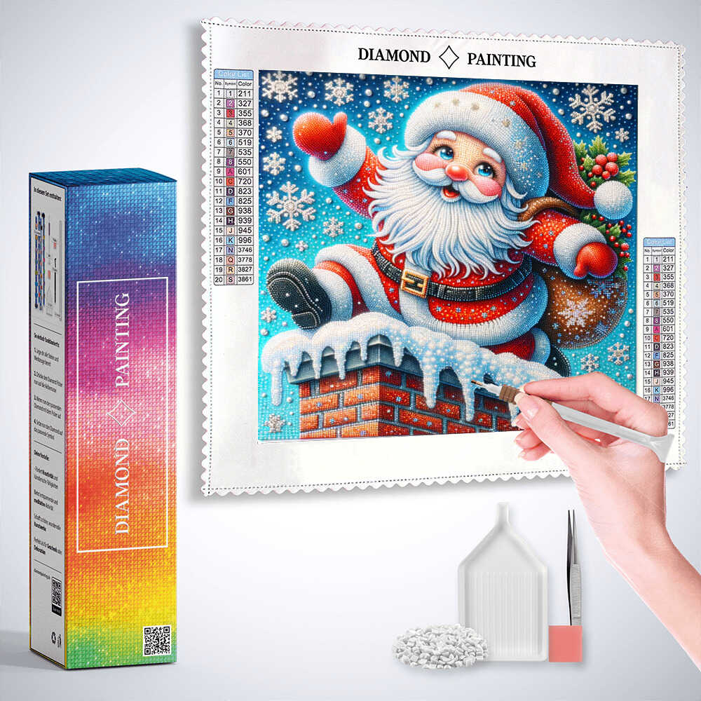 Diamond Painting - Weihnachtsmann Schornstein