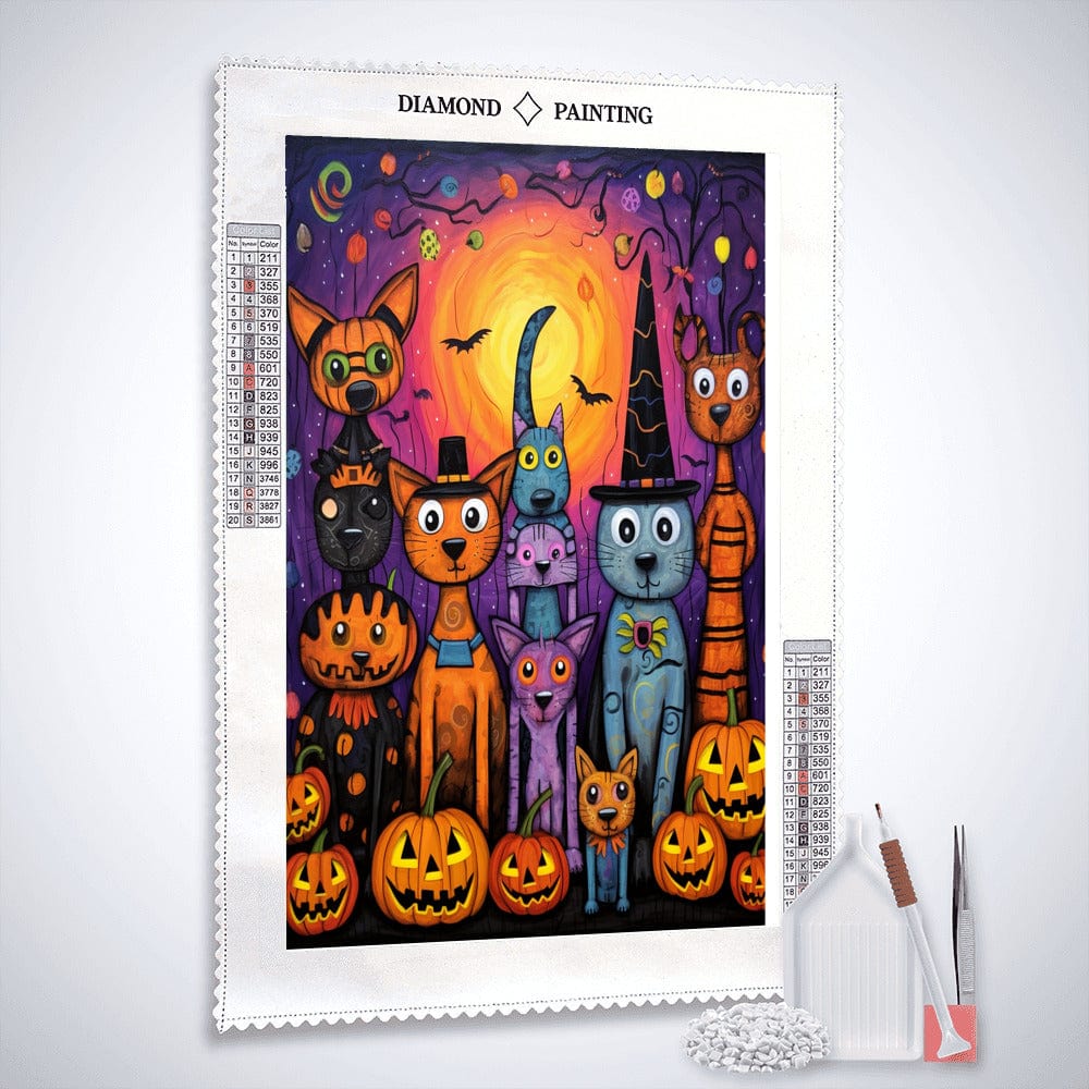 Diamond Painting - Halloween Katzen, Hunde, Spinne