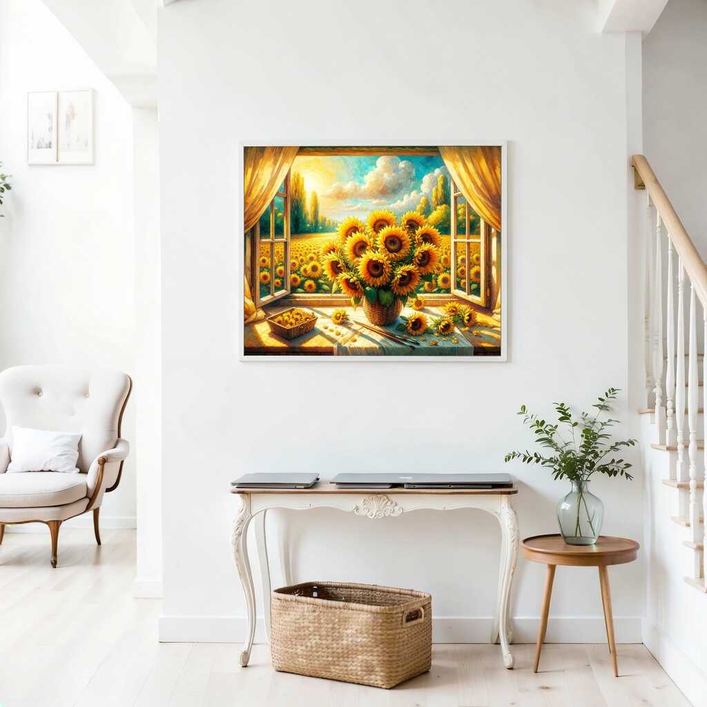 Diamond Painting - Sonnenblumenstrauß am Fenster