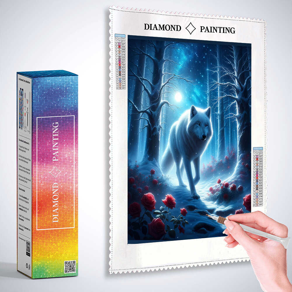 Diamond Painting - Wolf im Nachtwald