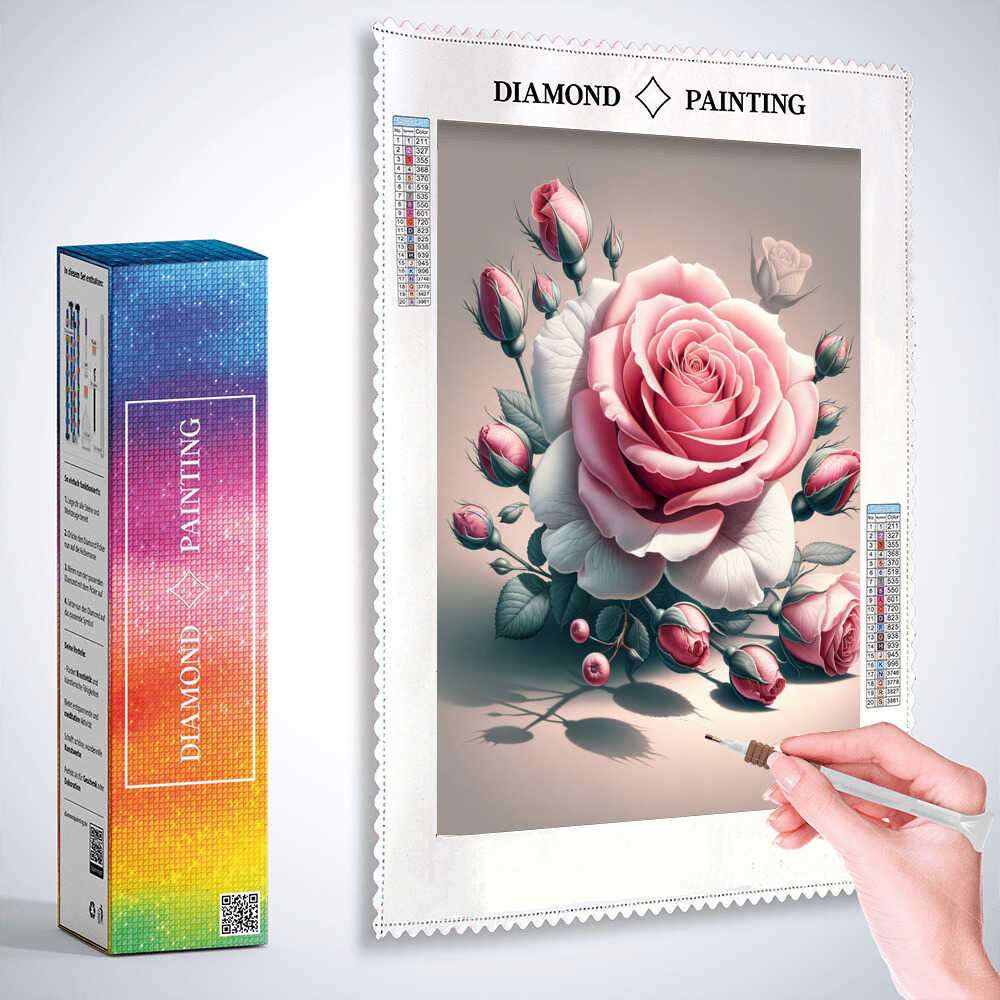 Diamond Painting - Farbtupfer pinke Rose