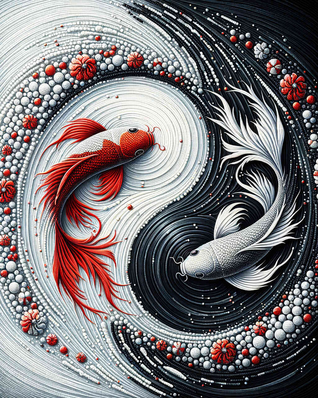 Diamond Painting - Schwarzer und weißer Fisch