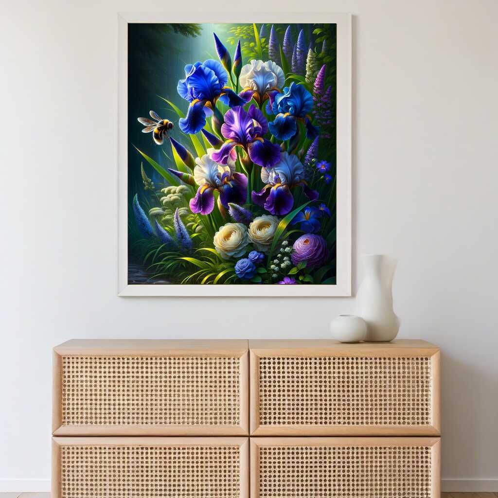 Diamond Painting - Blumen und Hummel