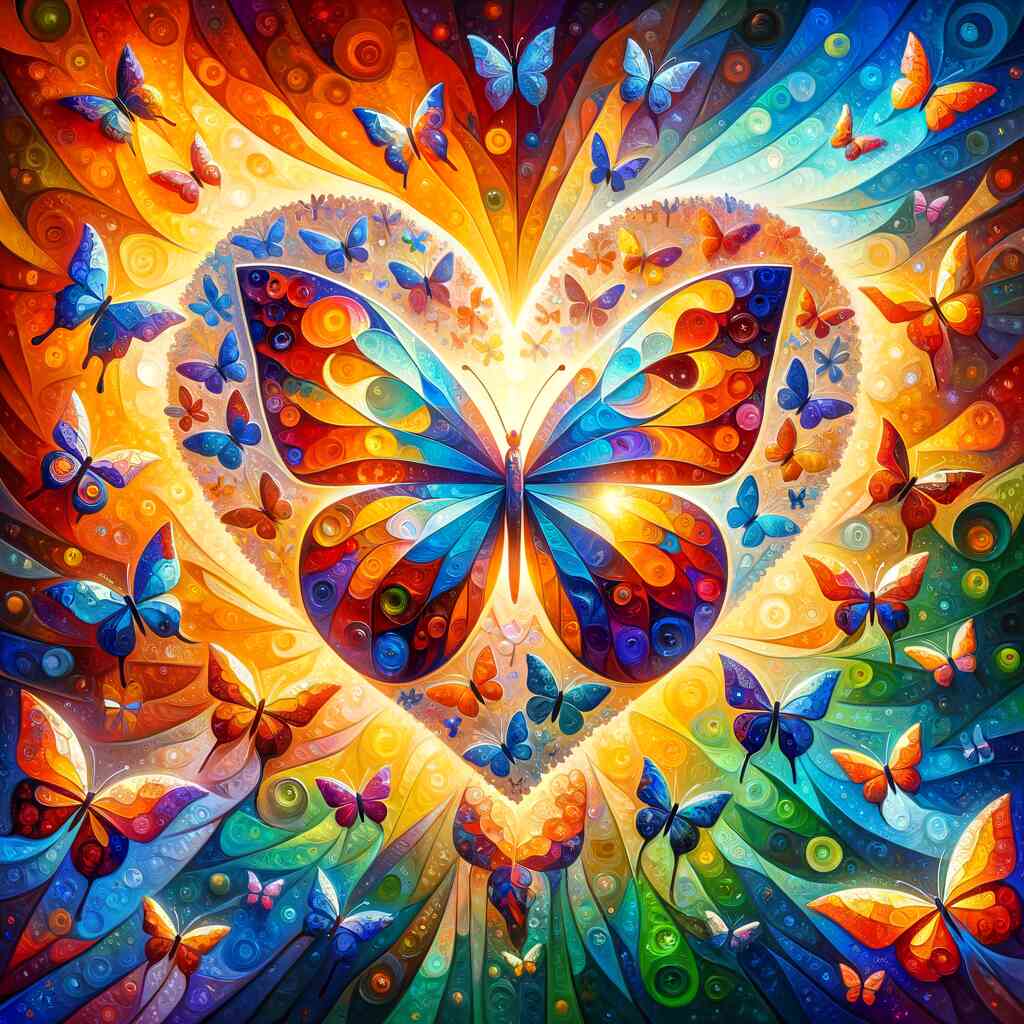 Diamond Painting - Schmetterling Herz abstrakt