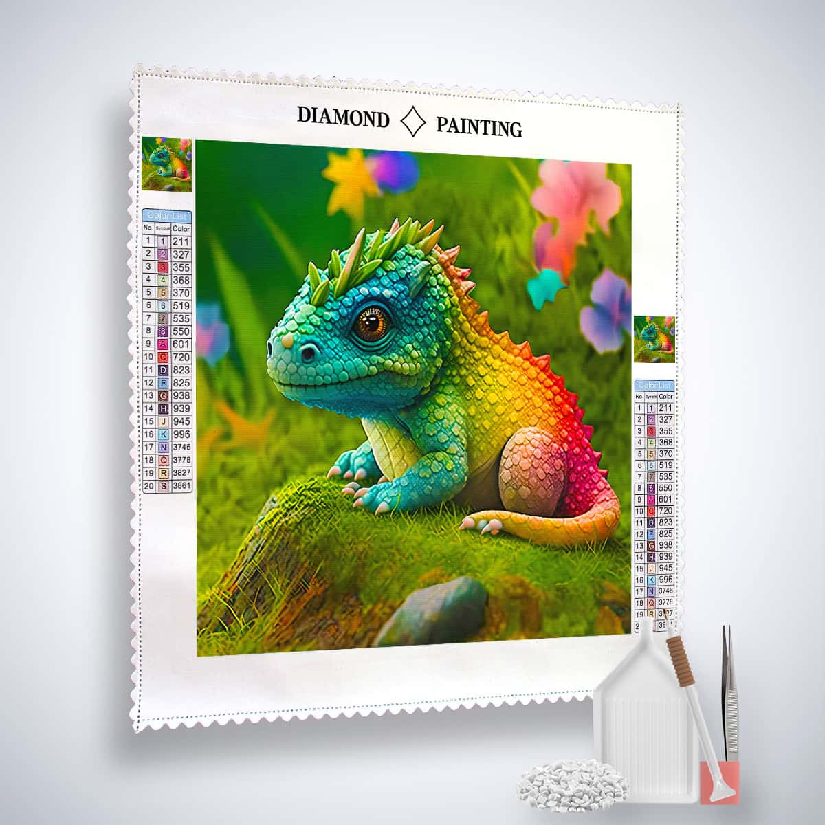 AB Diamond Painting - Babydrache auf Wiese - gedruckt in Ultra-HD - AB Diamond, Drache, Fantasy, Neu eingetroffen, Quadratisch