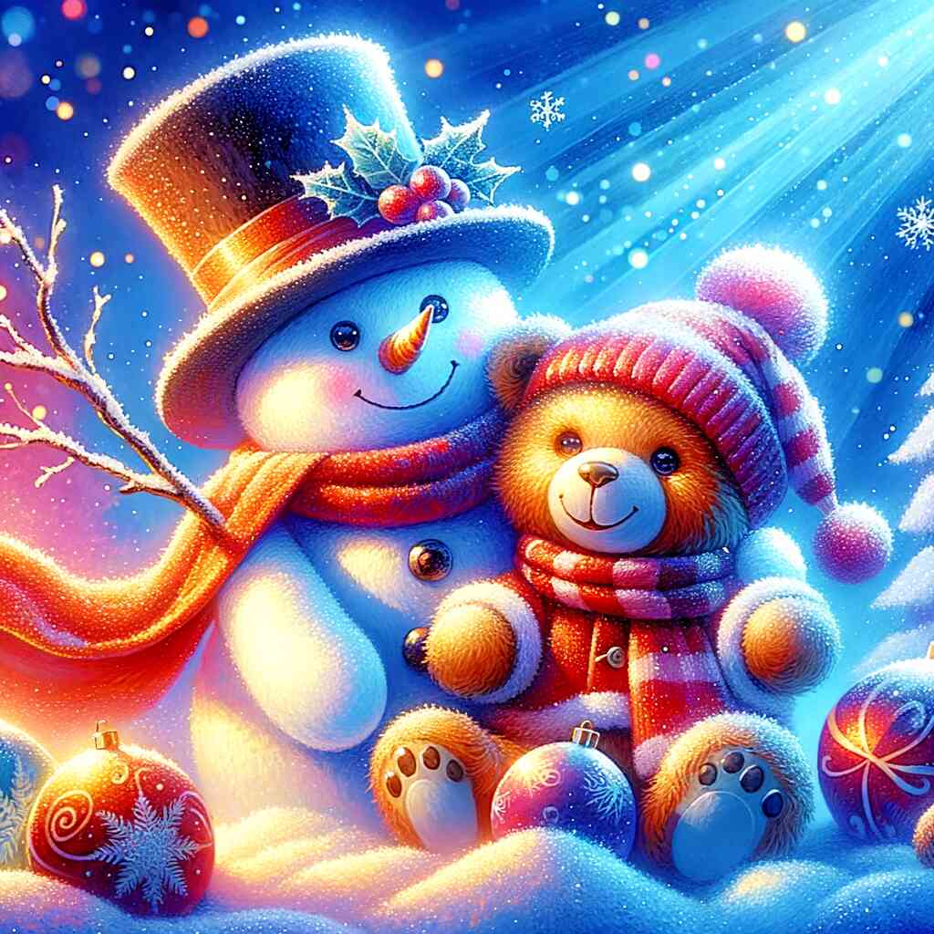 Diamond Painting - Schneemann und Teddybär