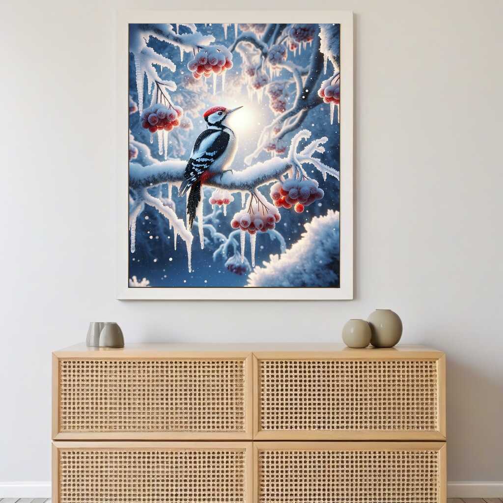 Diamond Painting - Verschneiter Specht