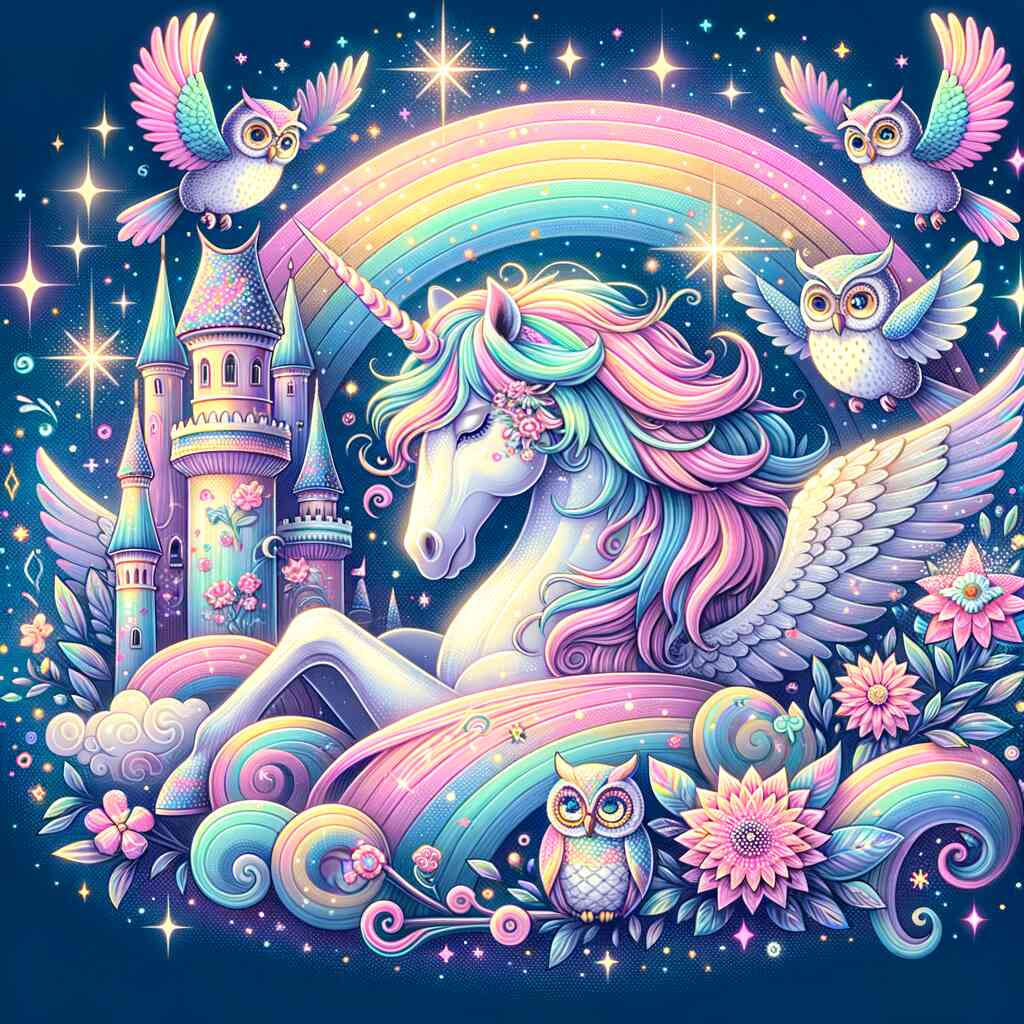 Diamond Painting - Einhorn mit Eulenturm