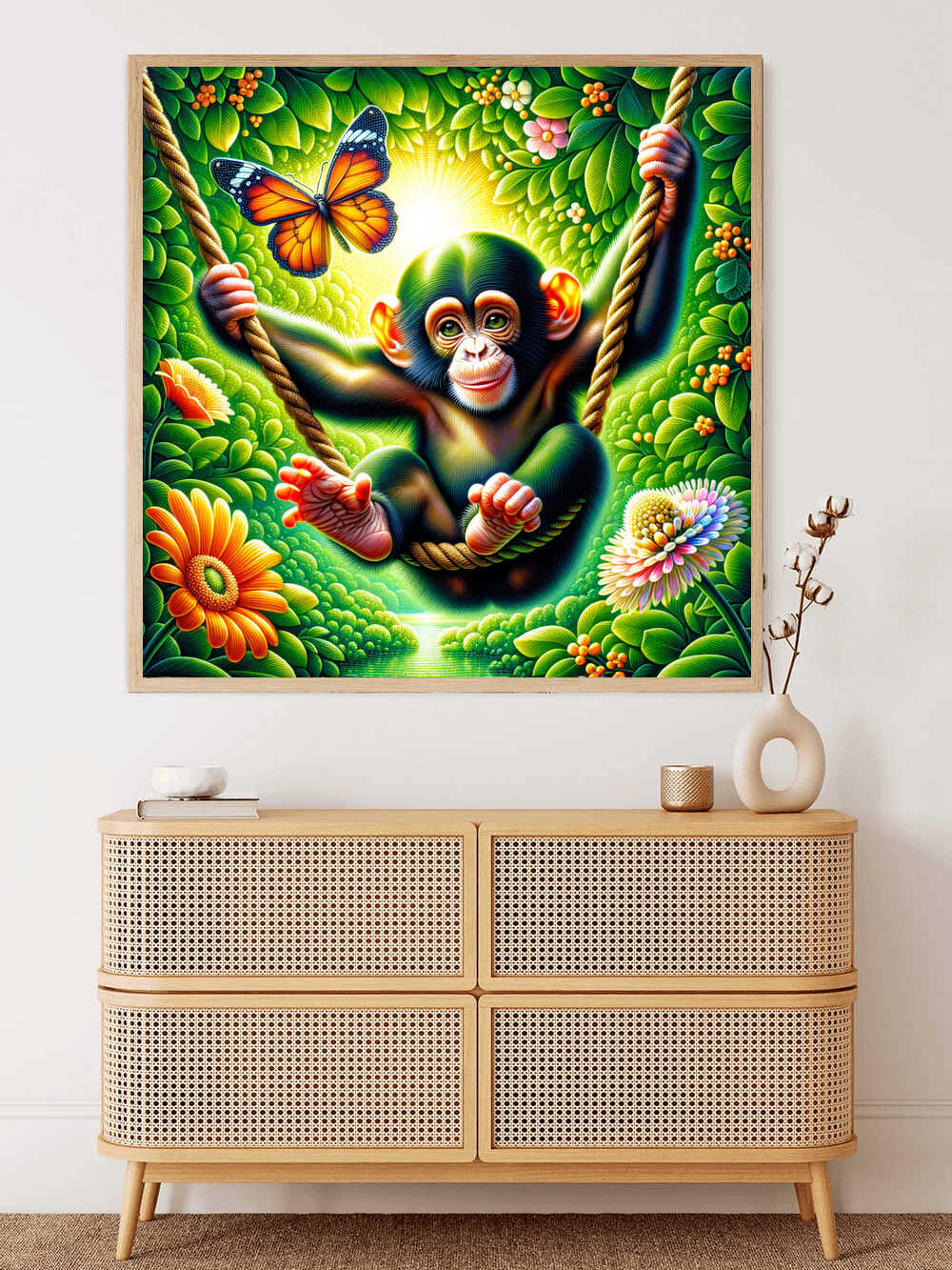 Diamond Painting - kleiner Chimpanse chillt