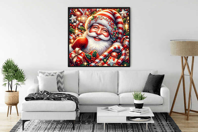 Diamond Painting - Weihnachtsmann mit gestreifter Mütze