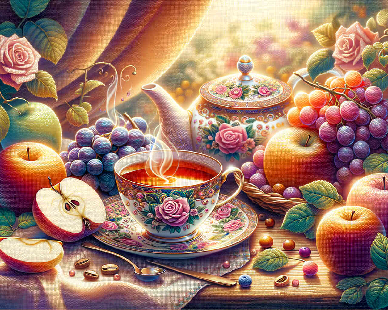 Diamond Painting - Teetasse, Früchte