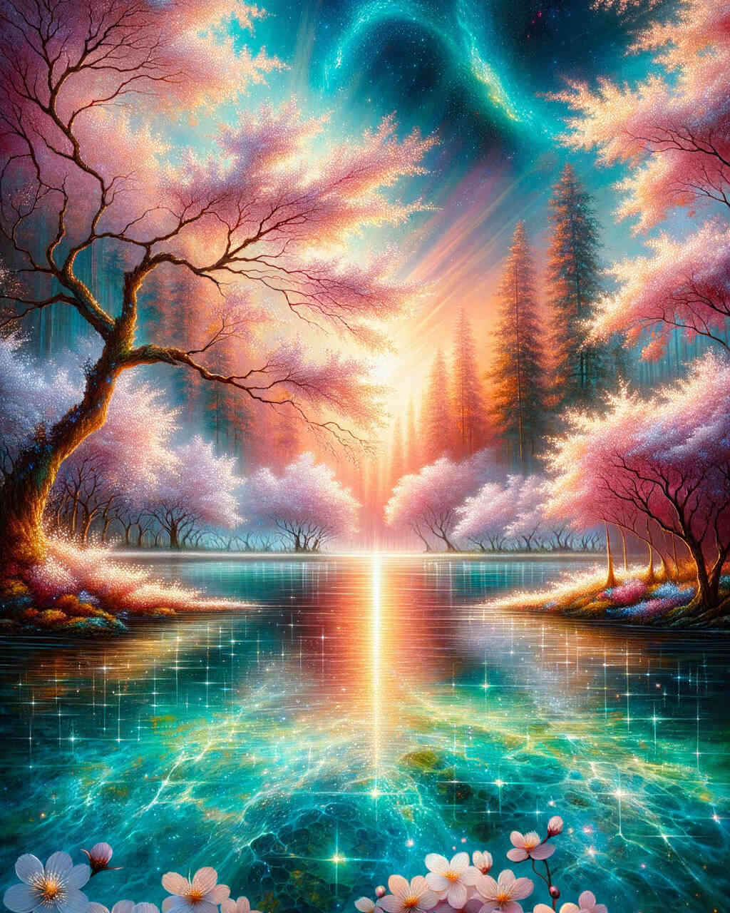 Diamond Painting - Kirschbaumwald am See