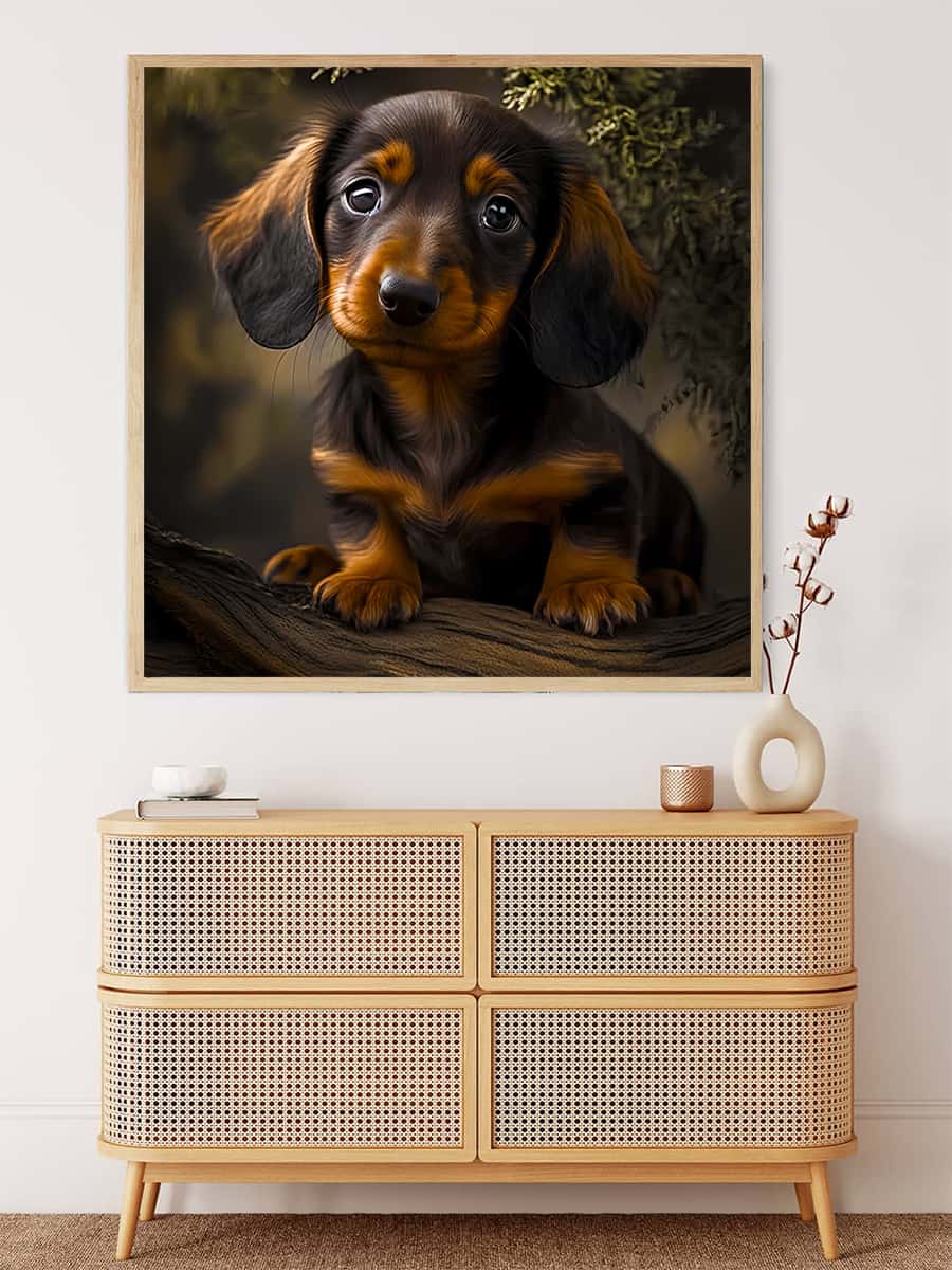 Diamond Painting - Dackel blickt in Kamera - gedruckt in Ultra-HD - Dackel, Hund, Neu eingetroffen, Quadratisch, Tiere