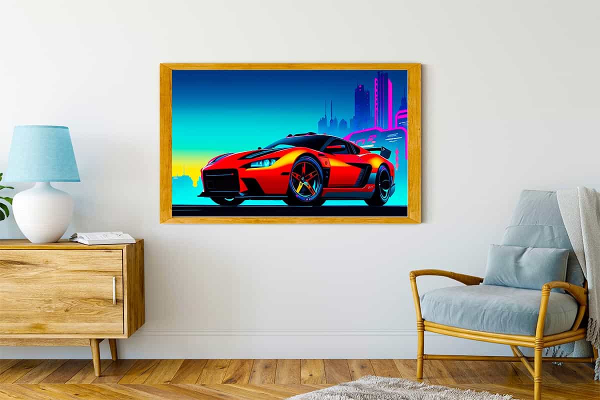 Diamond Painting - Sportauto, Orange - gedruckt in Ultra-HD - Auto, Horizontal