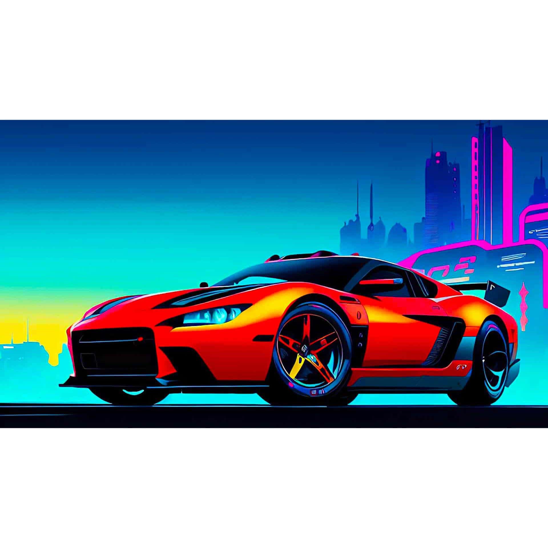 Diamond Painting - Sportauto, Orange - gedruckt in Ultra-HD - Auto, Horizontal