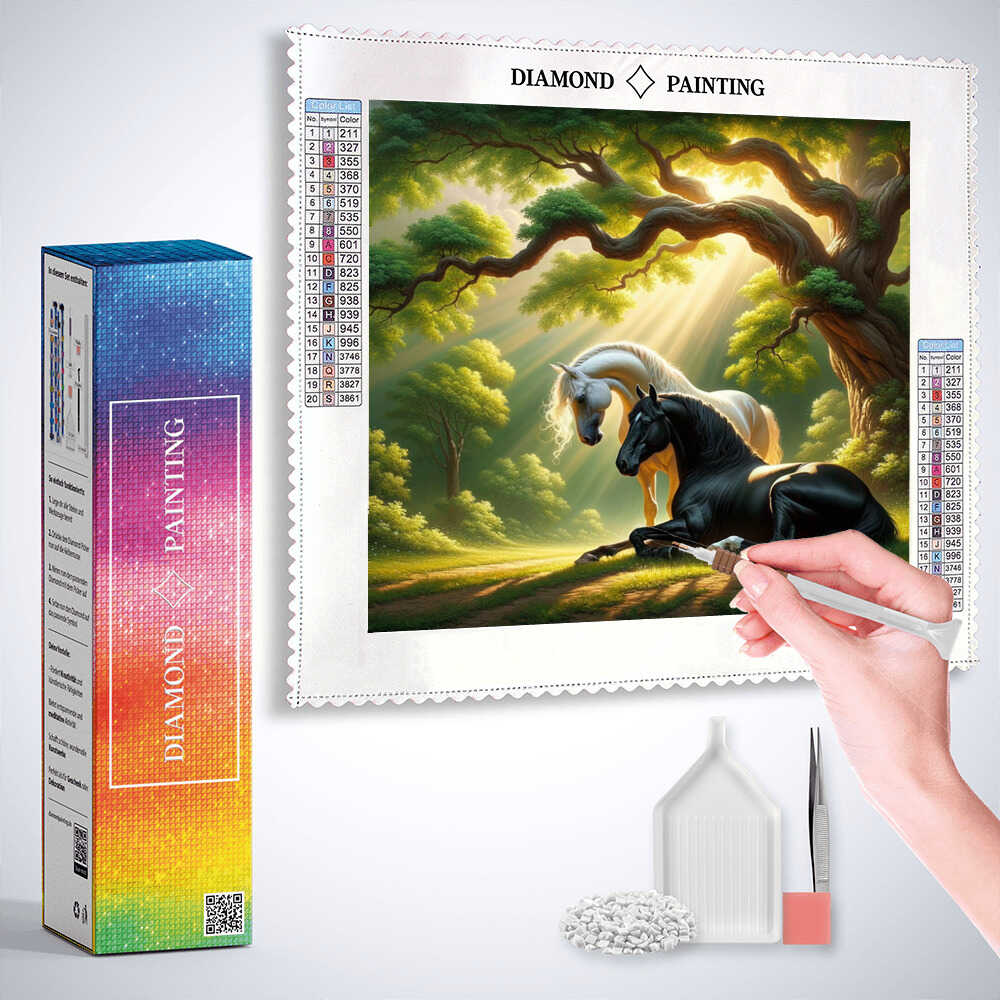 Diamond Painting - Pferde unter dem Baum