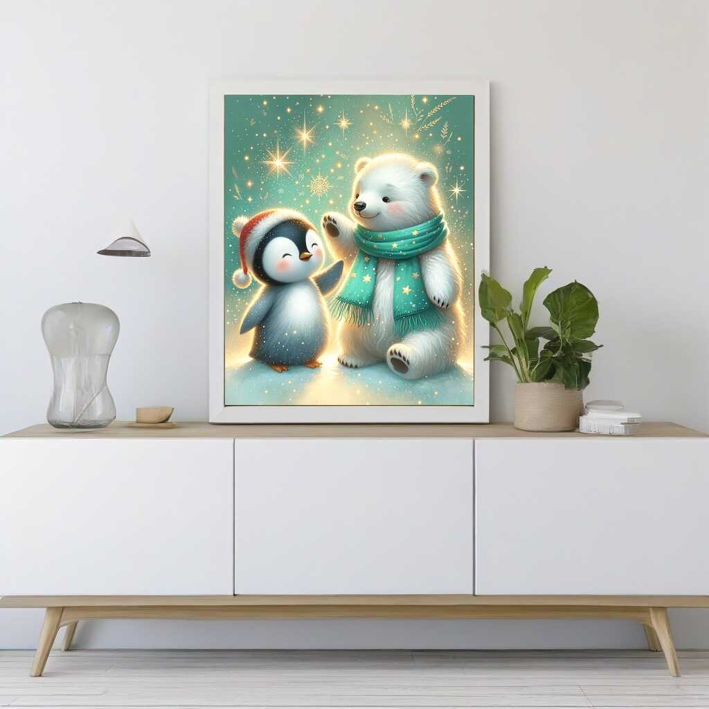 Diamond Painting - Eisbär und Pinguin Freundschaft