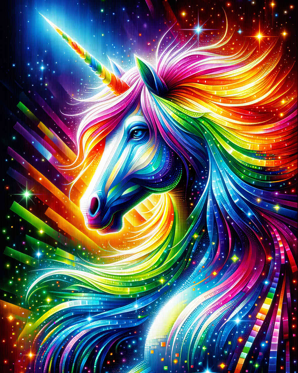 Diamond Painting - Regenbogenpferd mit Mähne