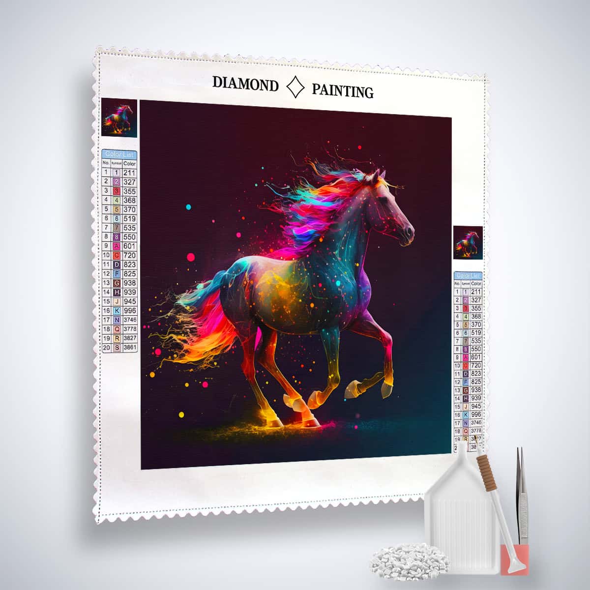 AB Diamond Painting - Pferd Farbenfroh - gedruckt in Ultra-HD - AB Diamond, Neu eingetroffen, Pferd, Quadratisch, Tiere