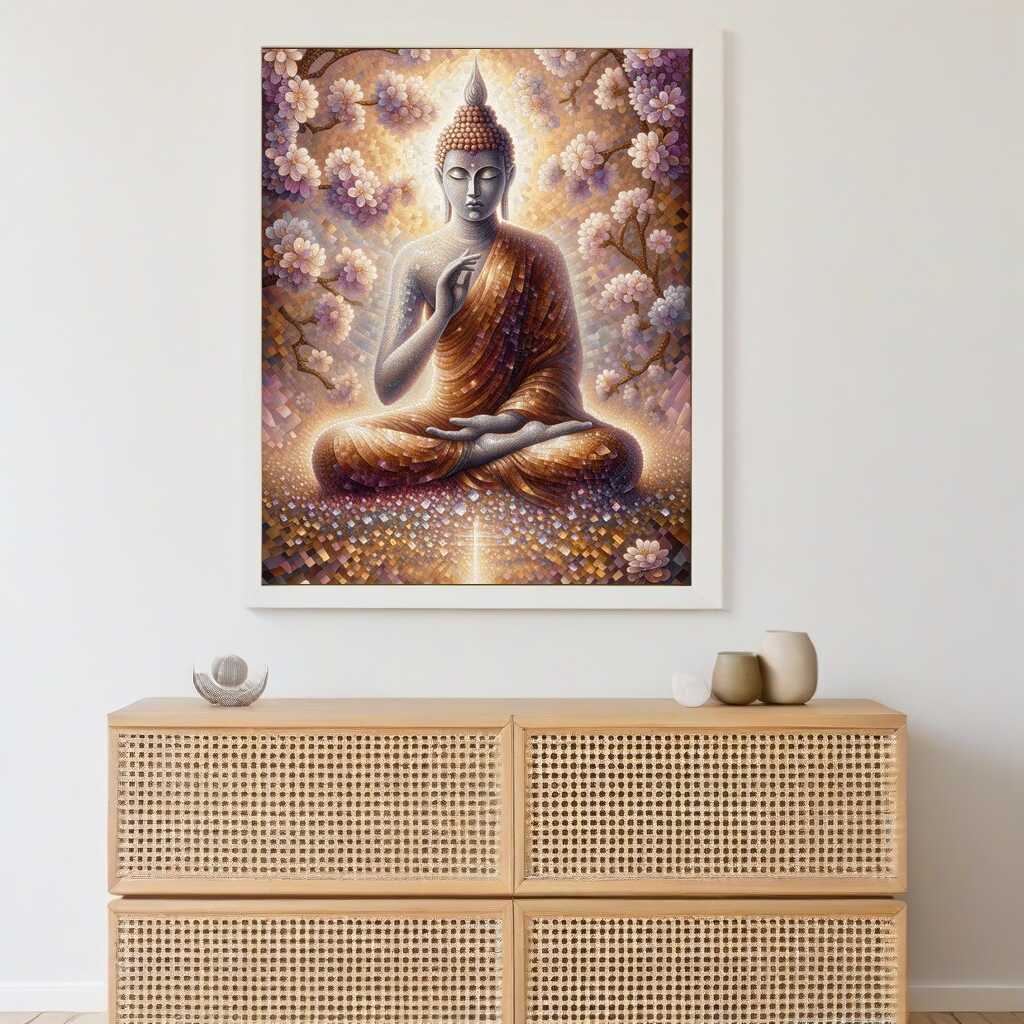 Diamond Painting - Buddha umgeben von Blumen