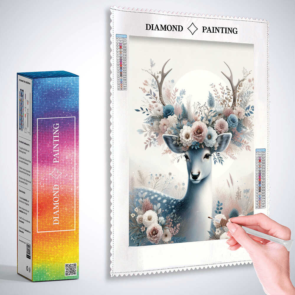 Diamond Painting - Reh auf weißem Hintergrund