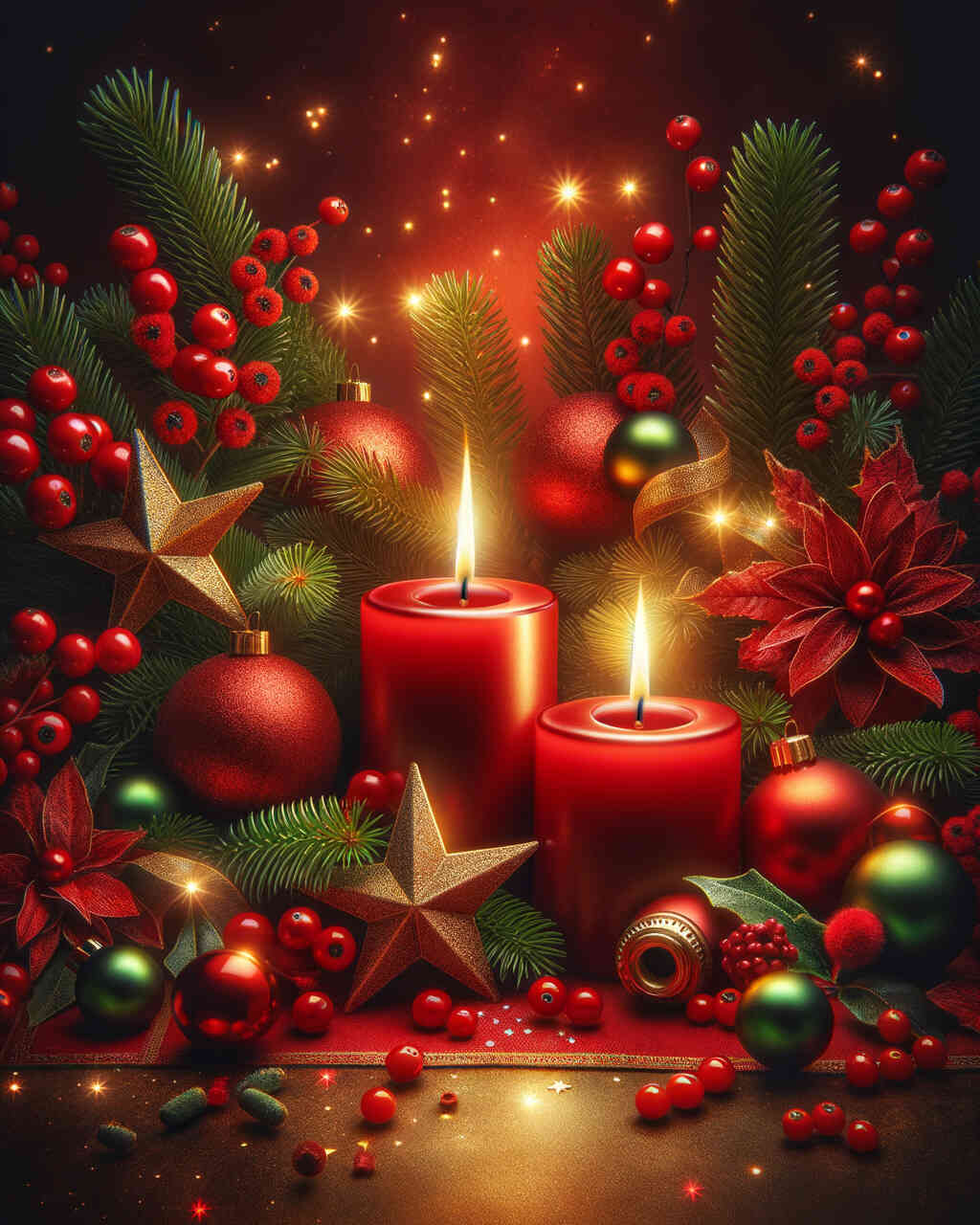 Diamond Painting - Weihnachtsstern mit Kerzen