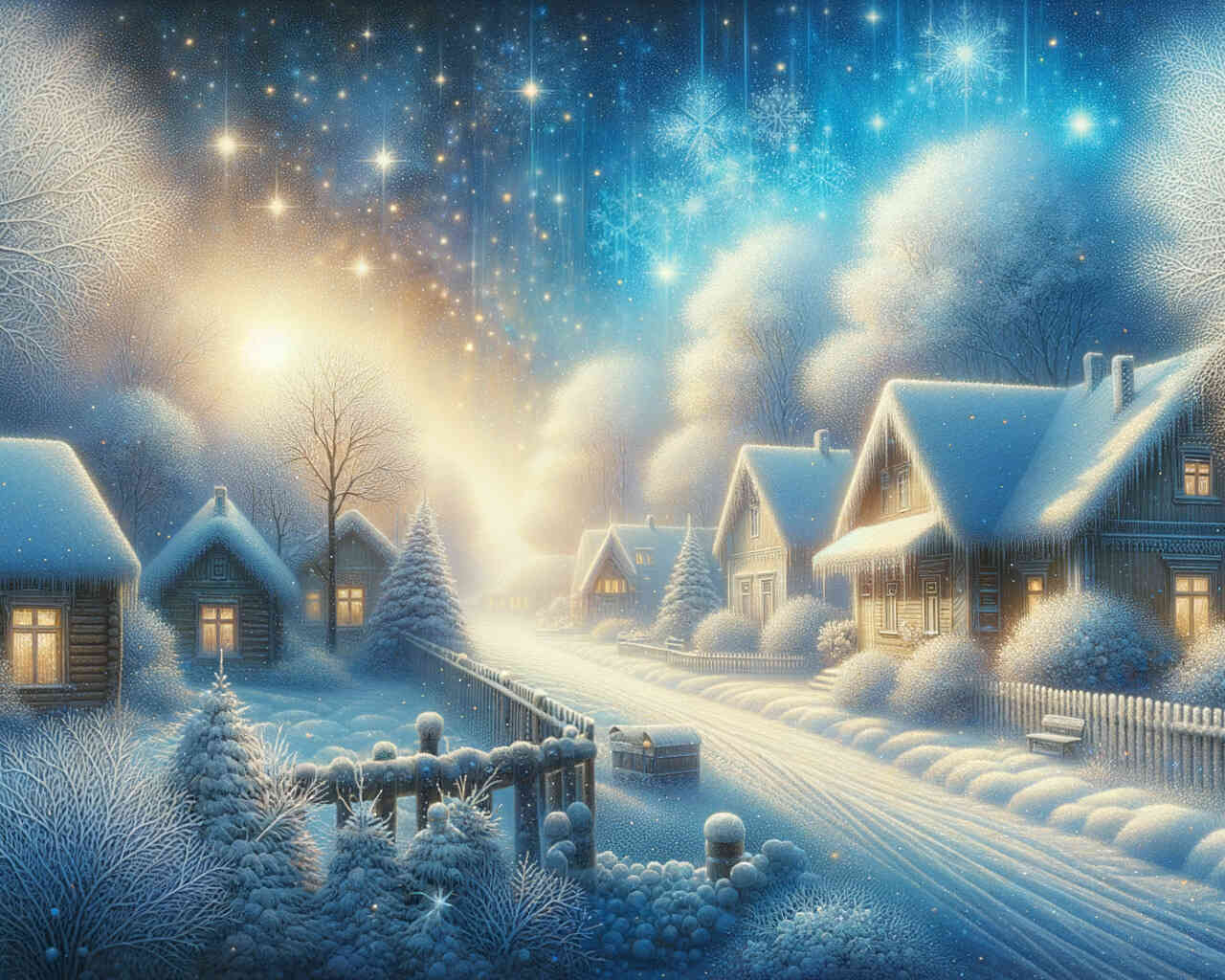 Diamond Painting - Dorf im Winter verschneit