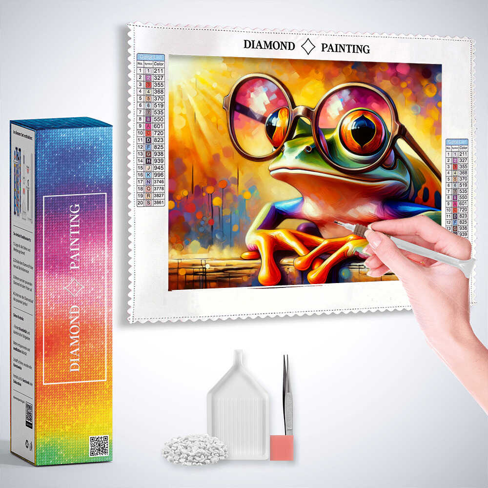 Frosch trägt große Brille