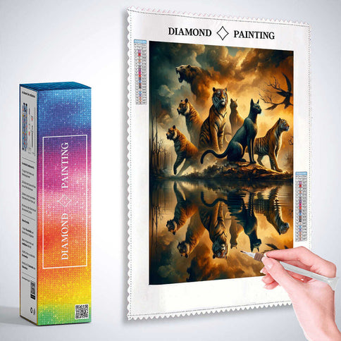 Diamond Painting - Tiger und Panther, Spiegelbilder