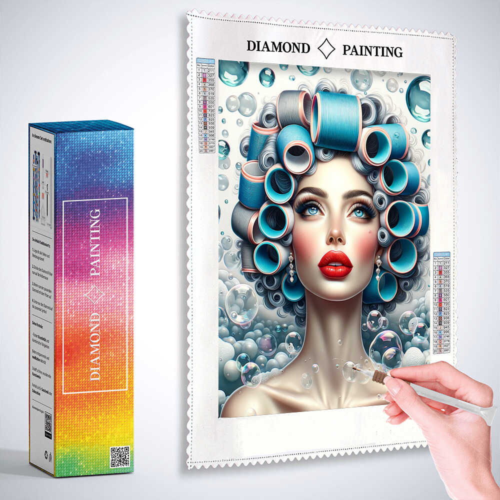Diamond Painting - Frau mit Lockenwicklern