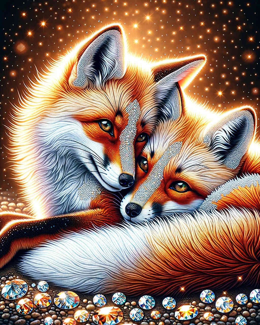 Diamond Painting - Fuchspärchen