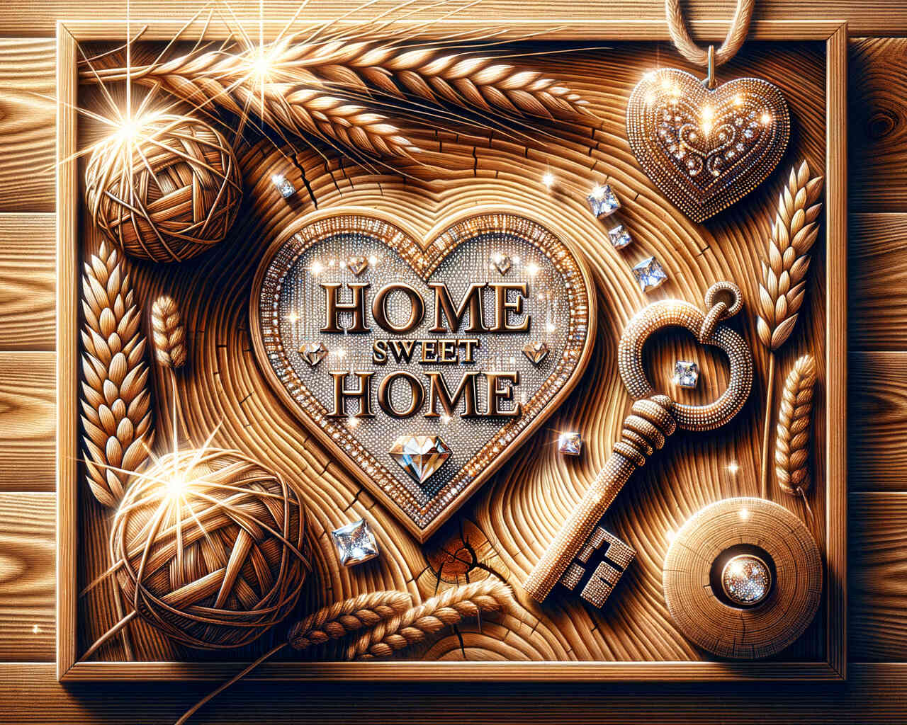 Diamond Painting - Home sweet home, Holzoptik