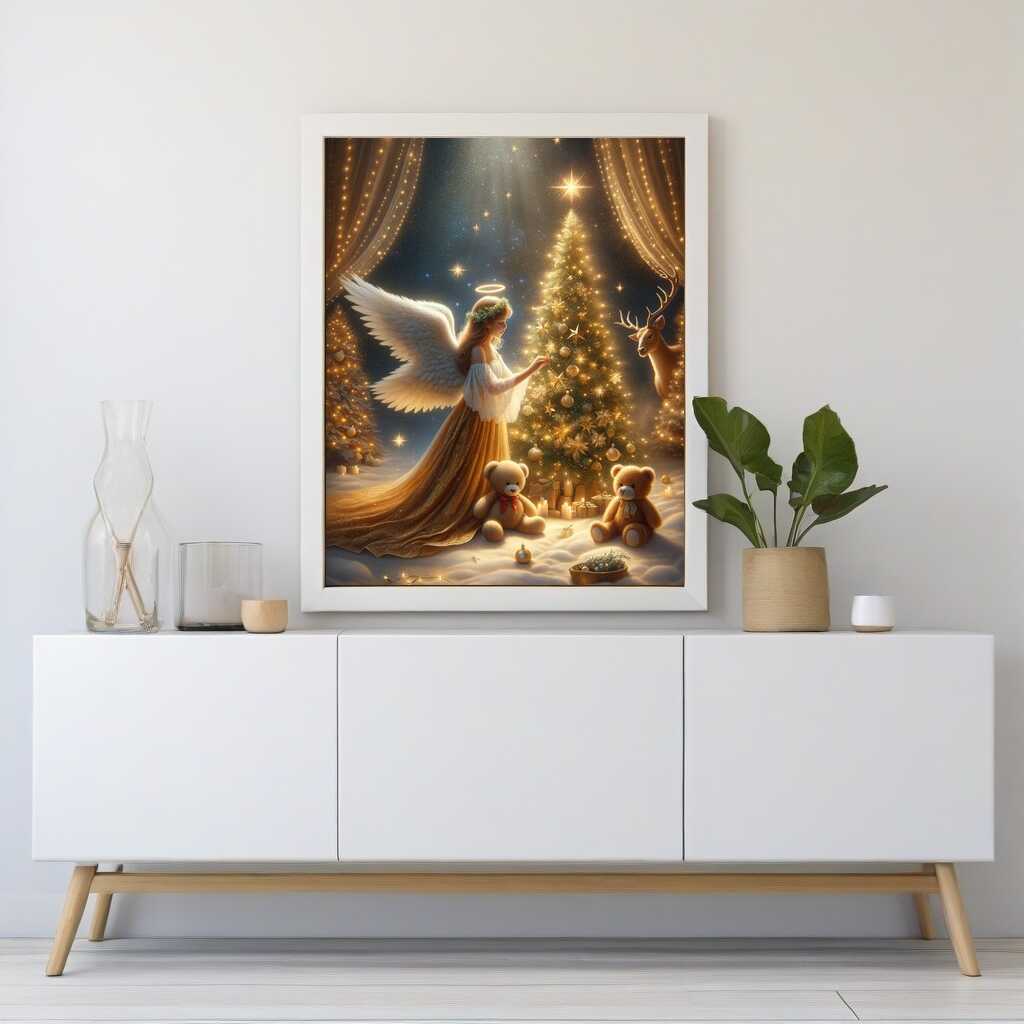 Diamond Painting - Engel schmückt Weihnachtsbaum