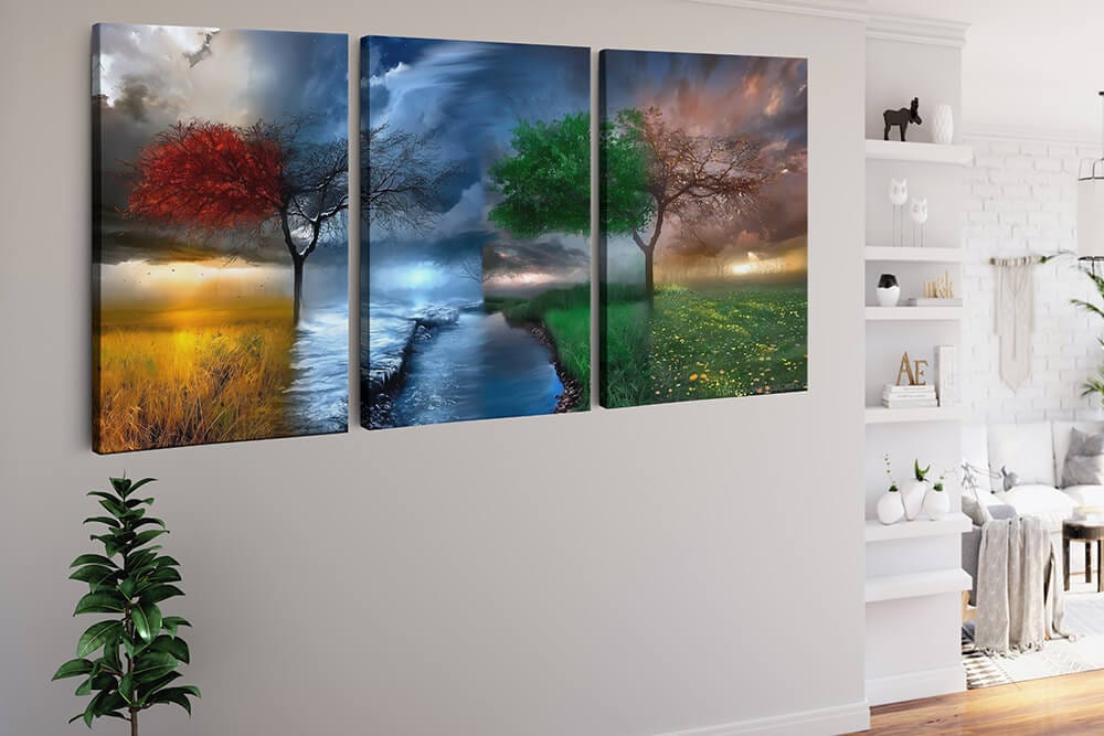 Diamond Painting 3 teilig - Vier Jahreszeiten in drei Bildern - gedruckt in Ultra-HD - multi3