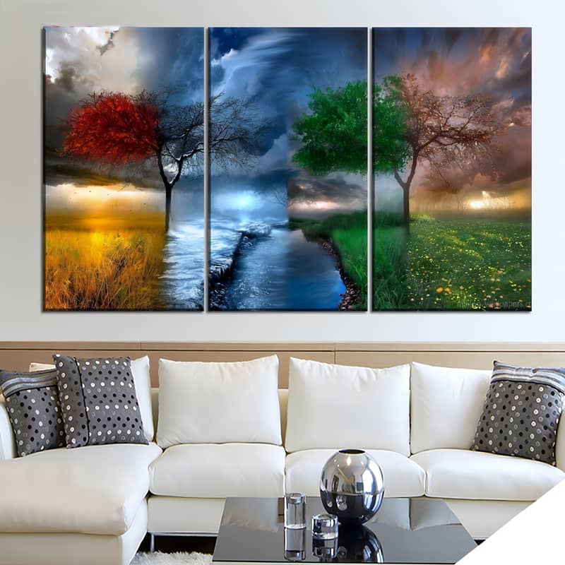 Diamond Painting 3 teilig - Vier Jahreszeiten in drei Bildern - gedruckt in Ultra-HD - multi3