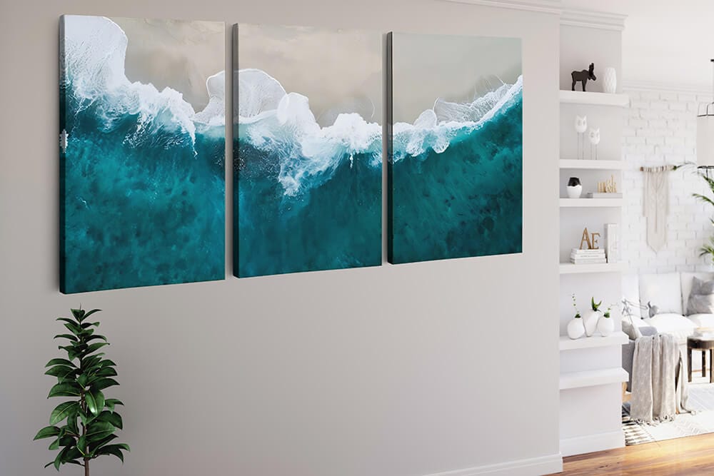 Diamond Painting 3 teilig - Welle des Ozeans - gedruckt in Ultra-HD - multi3